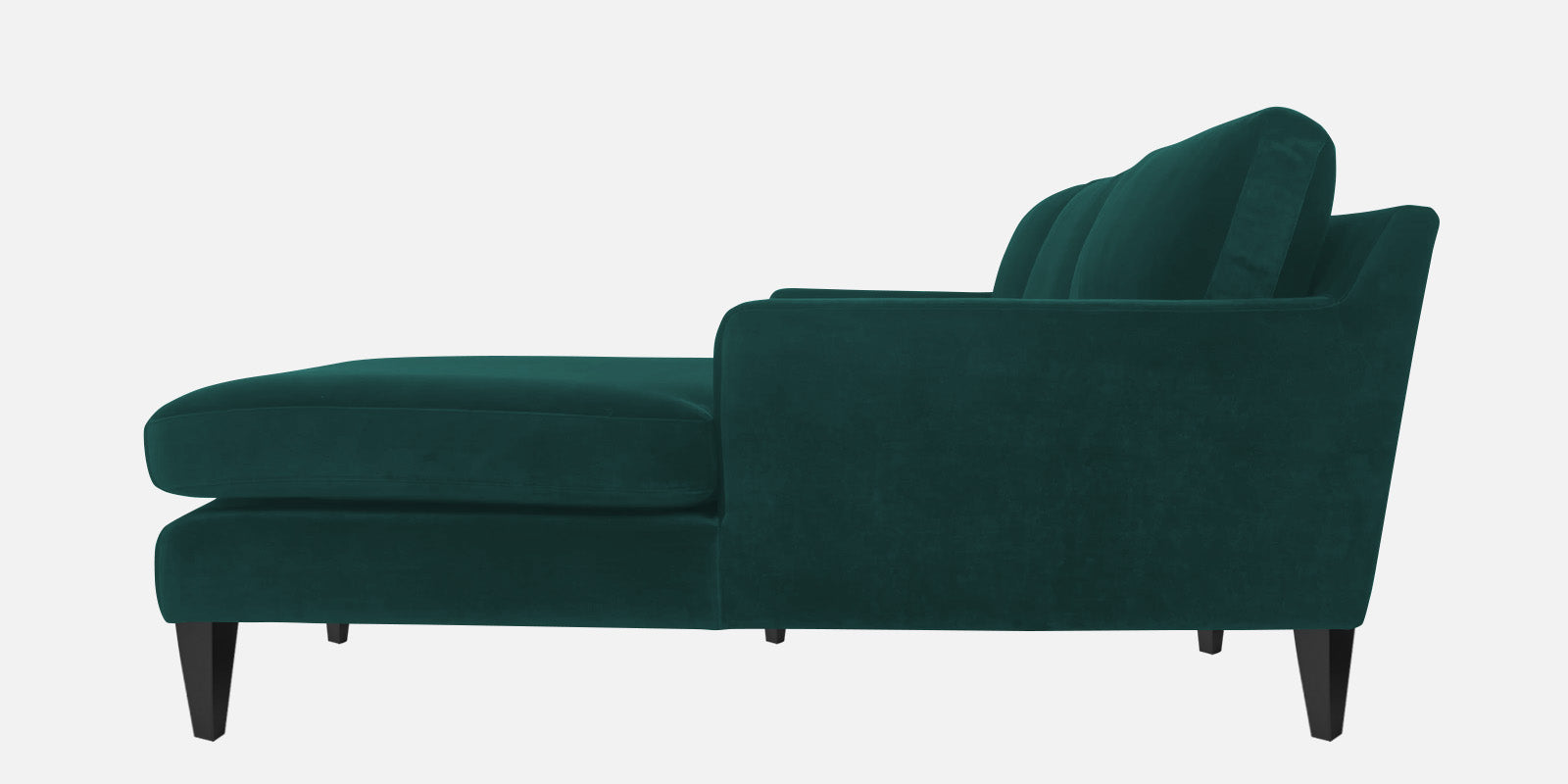 Jones Velvet LHS Sectional Sofa (3+Lounger) In Pine Green Colour