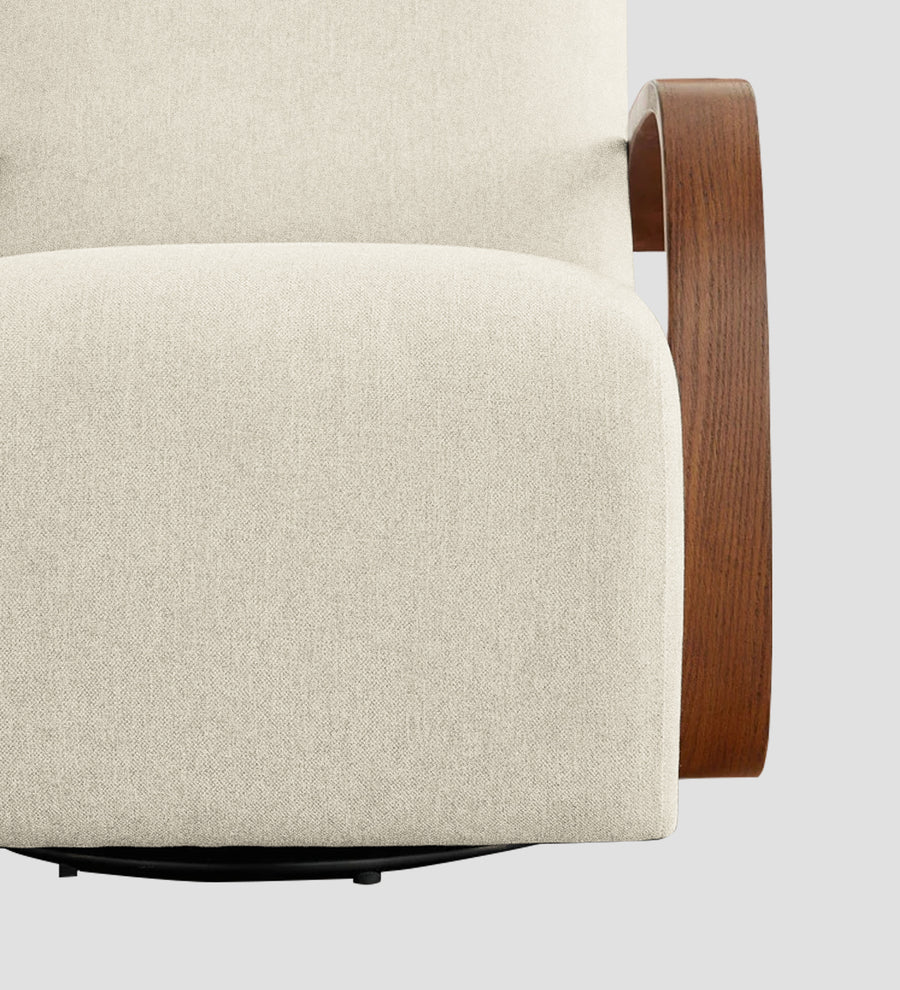 Balma Fabric Swivel Chair In Ivory Cream Colour - Febonic Living