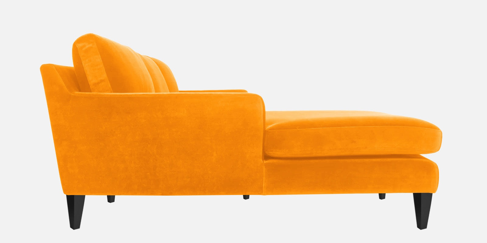 Jones Velvet RHS Sectional Sofa (3+Lounger) In Saffron yellow Colour