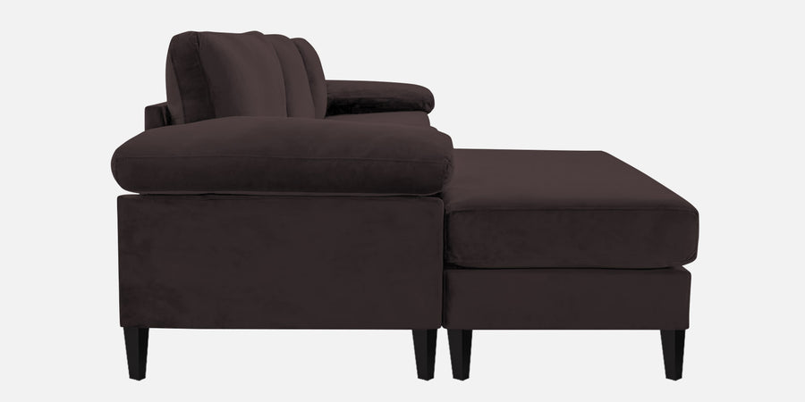 Vegas Velvet Rhs Sectional Sofa 3 Lounger In Mocha Brown Colour - Febonic Living