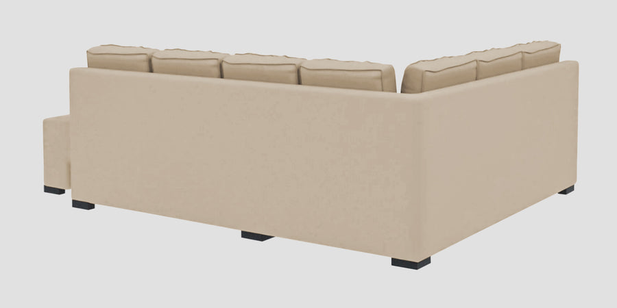 Corby Velvet Lhs 6 Seater Convertible Sofa Cum Bed In Cream Beige Colour - Febonic Living