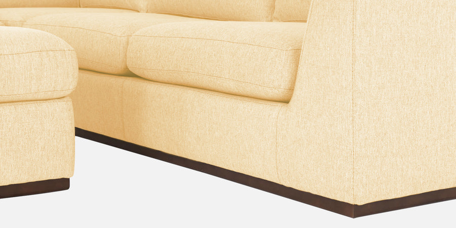Freedom Velvet 6 Seater Lhs Corner Sofa In Sandy Beige Colour With Ottoman - Febonic Living