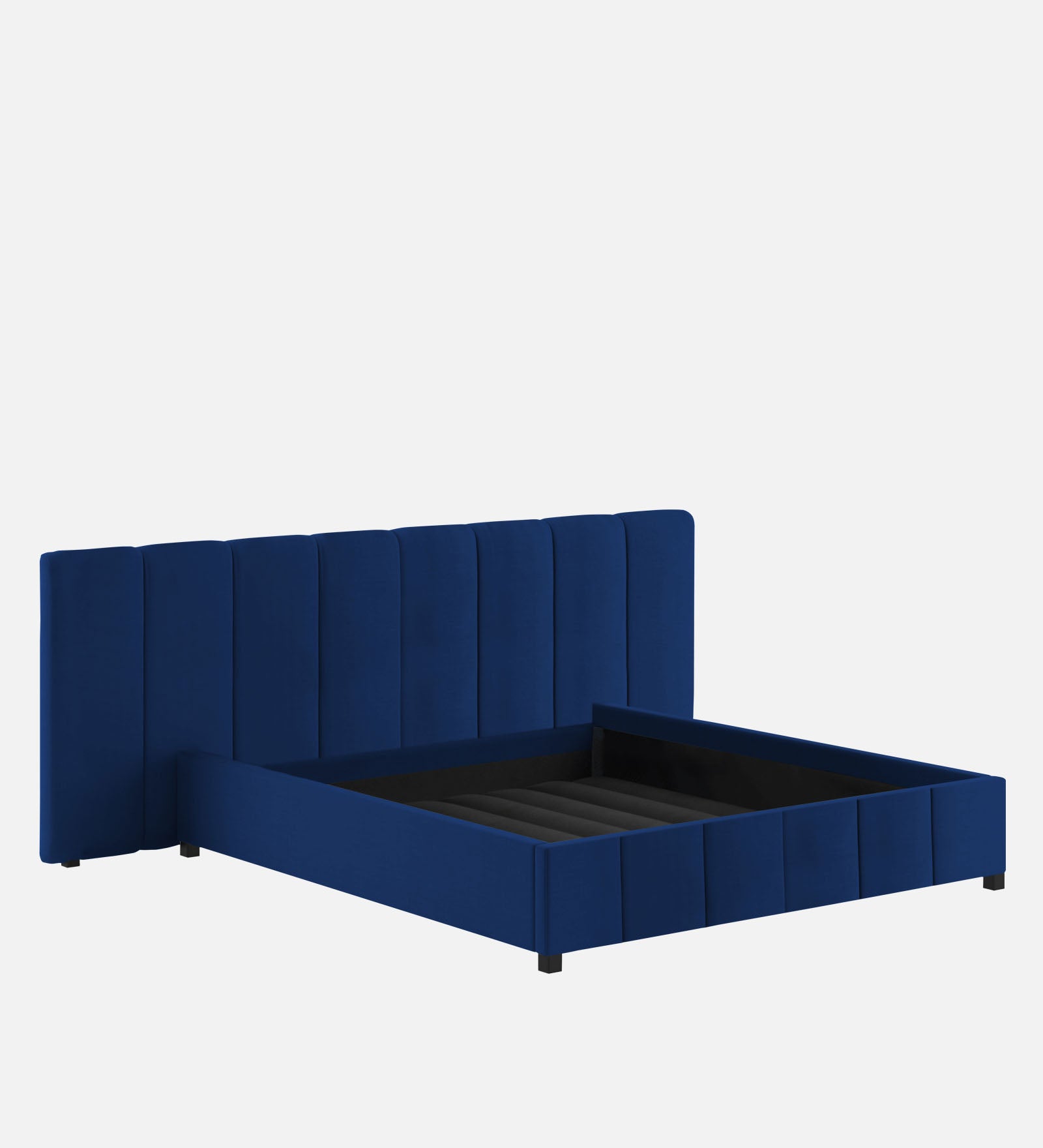 Nora Fabric Queen Size Bed In Royal Blue Colour