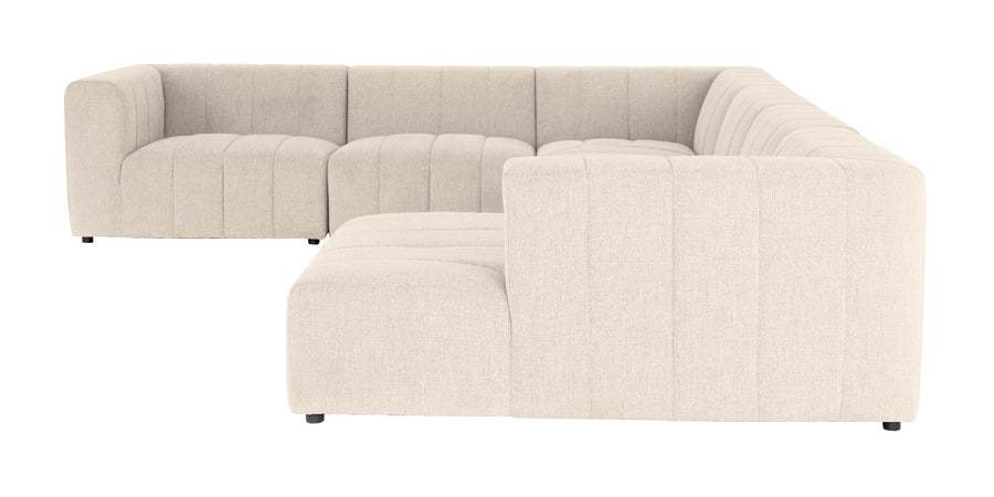 Damo Fabric Lhs 8 Seater Corner Sofa In Ivory Beige Colour - Febonic Living