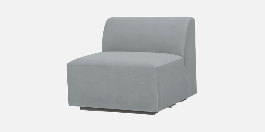 Bufa Velvet Rhs Sectional Sofa In Pearl Grey Colour With Ottoman - Febonic Living