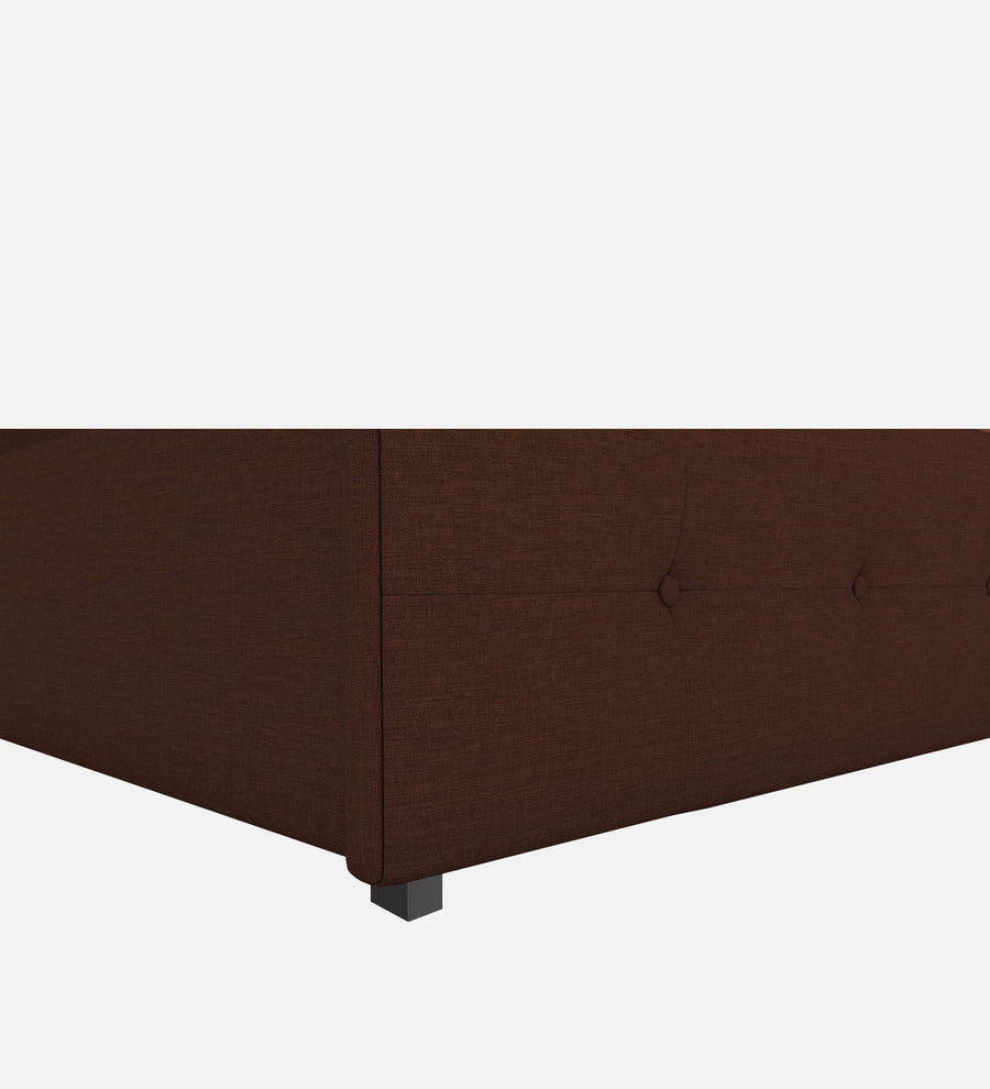 Lido Fabric Upholstered Queen Size Bed In Coffee Brown Colour With Drawer Storage - Febonic Living