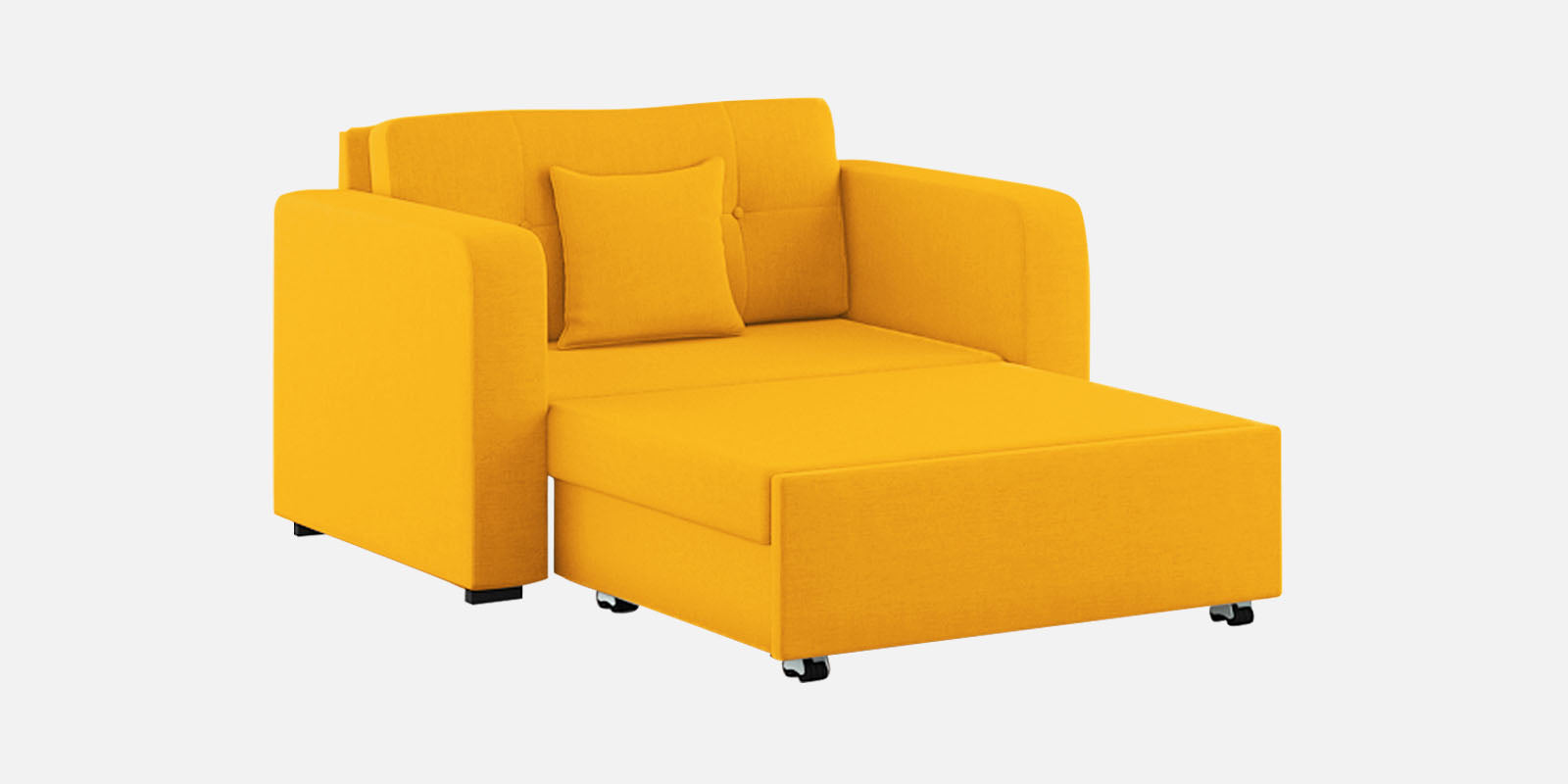 Rocky Fabric 2 Seater Pull Out Sofa Cum Bed In Bold Yellow Colour With Storage