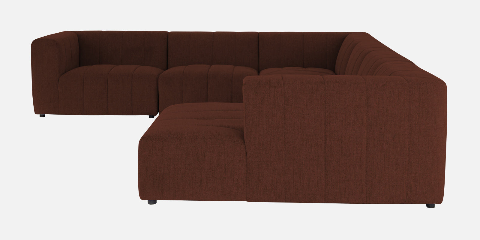 Damo Fabric LHS 8 Seater Sectional Sofa In Coffee Brown Colour