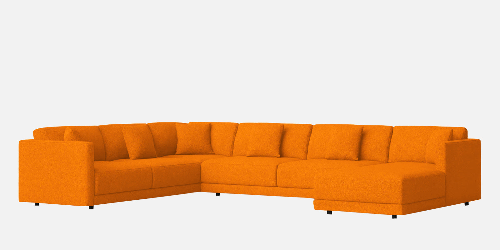 Carlin Fabric LHS 8 Seater Sectional Sofa In Vivid Orange Colour