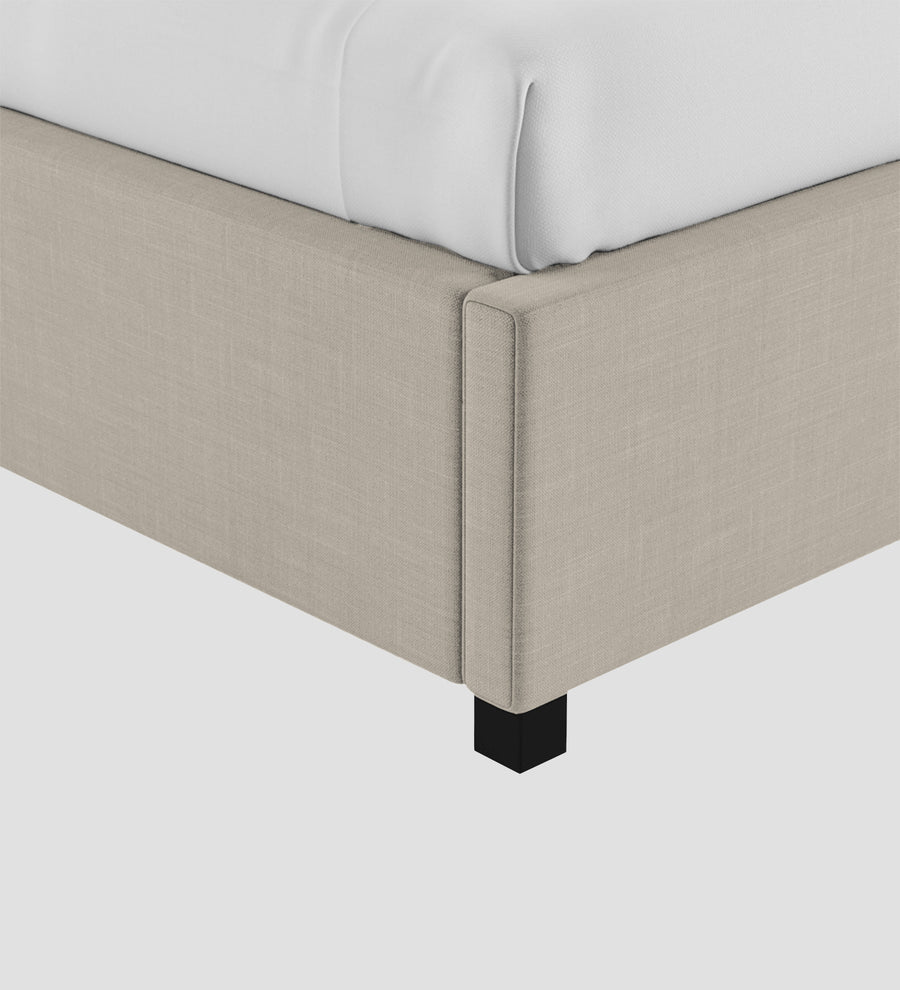 Isko Fabric Upholstered Single Size Bed In Ash Grey Colour With Box Storage - Febonic Living
