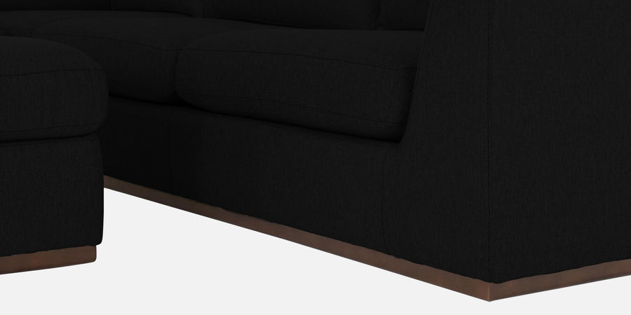 Freedom Velvet 6 Seater Lhs Corner Sofa In Adam Black Colour With Ottoman - Febonic Living