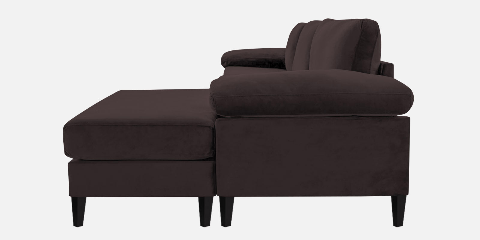 Vegas Velvet LHS Sectional Sofa (3+Lounger) In Mocha Brown Colour