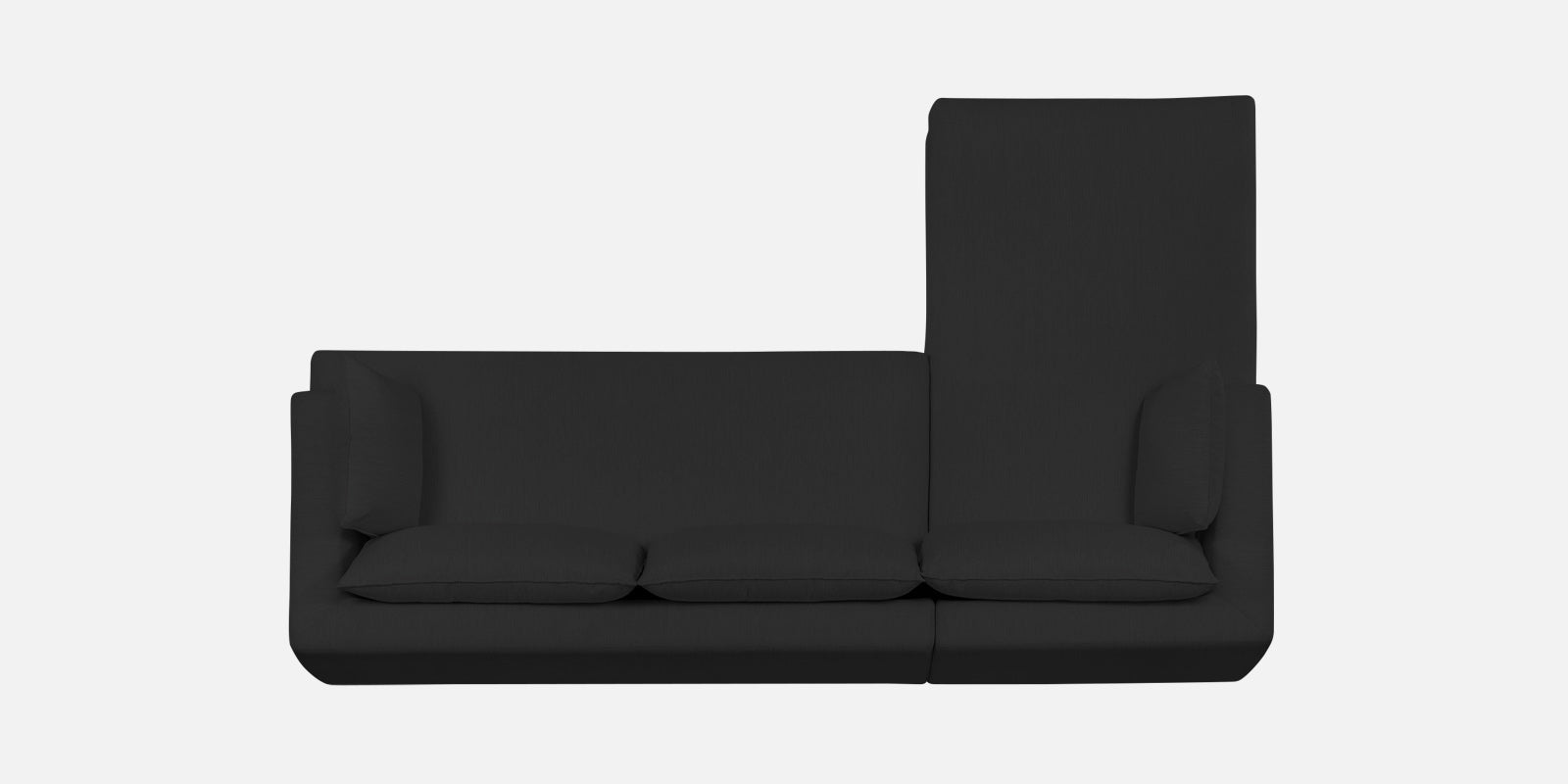 Ziggy Fabric LHS Sectional Sofa (3+Lounger) in Bitter Black Colour