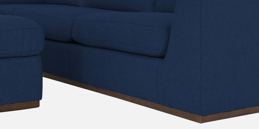 Freedom Velvet 6 Seater Lhs Corner Sofa In Imperial Blue Colour With Ottoman - Febonic Living
