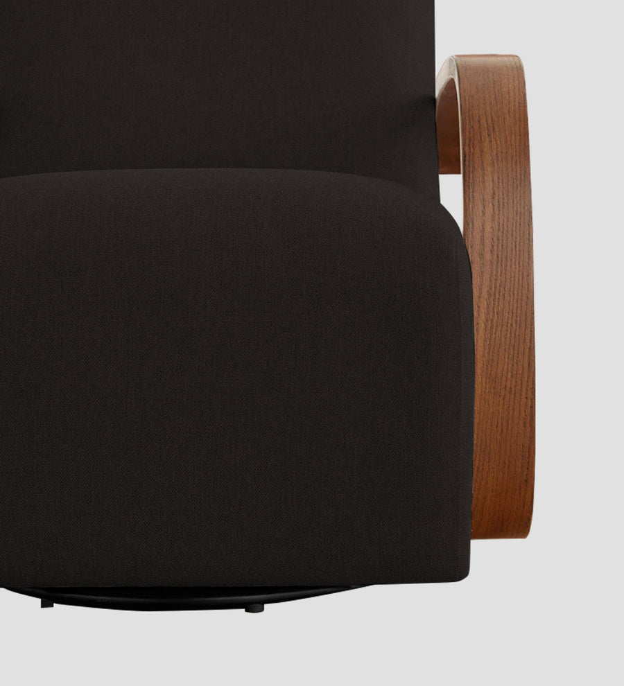 Balma Fabric Swivel Chair In Cara Brown Colour - Febonic Living