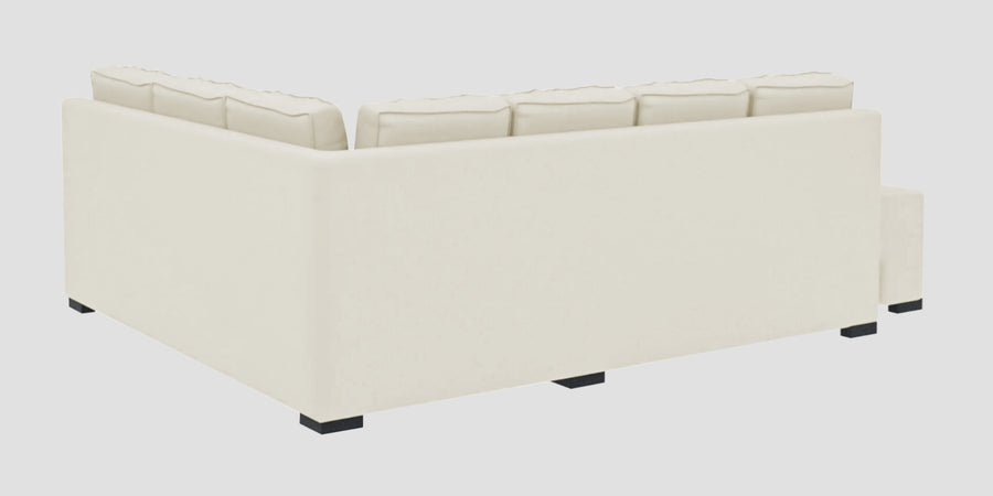 Corby Velvet Rhs 6 Seater Convertible Sofa Cum Bed In Warm White Colour - Febonic Living