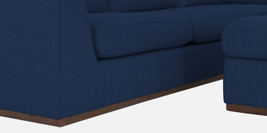 Freedom Velvet 6 Seater Rhs Corner Sofa In Imperial Blue Colour With Ottoman - Febonic Living