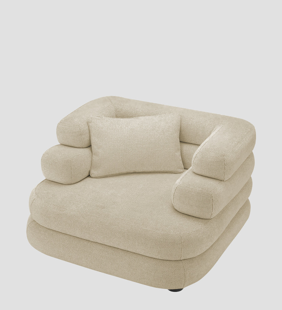 Wener Fabric 1 Seater Sofa In Honey Beige Colour - Febonic Living