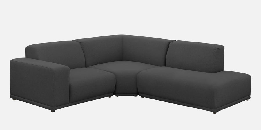 Adam Fabric Rhs Sectional Sofa 3 Ottoman Lounger In Charcoal Grey Colour - Febonic Living