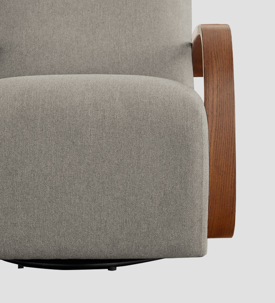 Balma Fabric Swivel Chair In Ash Grey Colour - Febonic Living