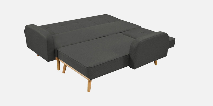Zuno Fabric Rhs Convertible Sofa Cum Bed In Charcoal Grey Colour - Febonic Living