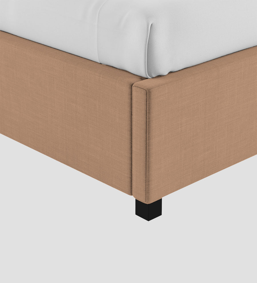 Isko Fabric Upholstered Single Size Bed In Cosmic Beige Colour With Box Storage - Febonic Living