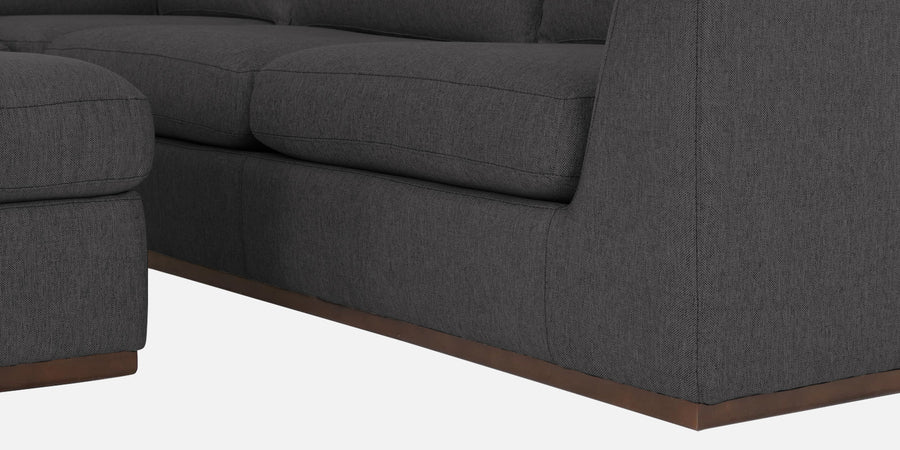 Freedom Velvet 6 Seater Lhs Corner Sofa In Davy Grey Colour With Ottoman - Febonic Living