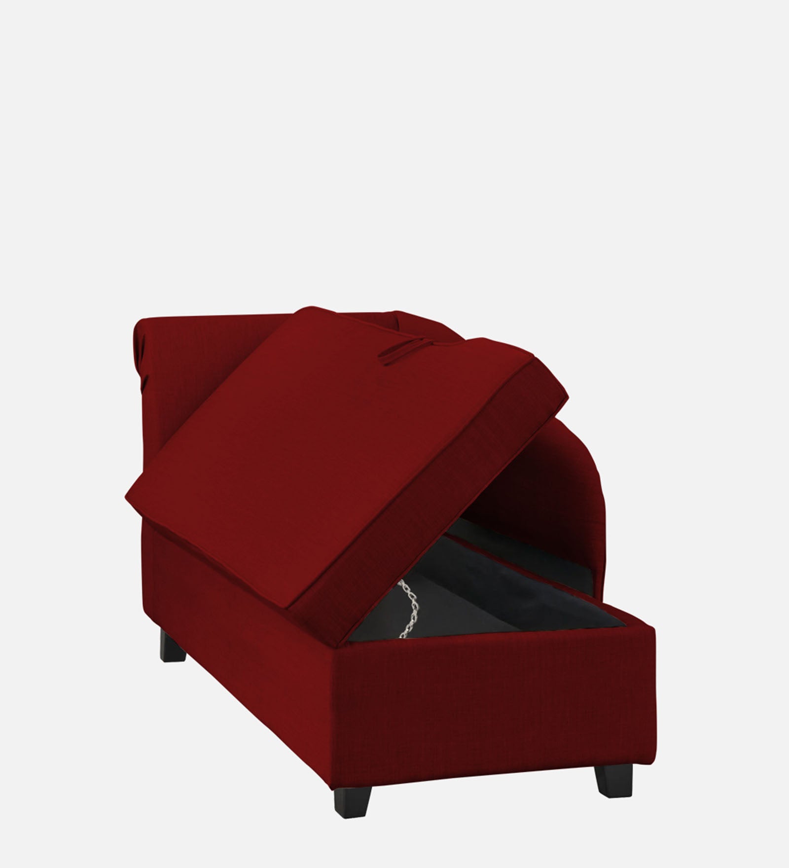 Toppy Fabric RHS Chaise Lounger In Blood Maroon Colour With Storage