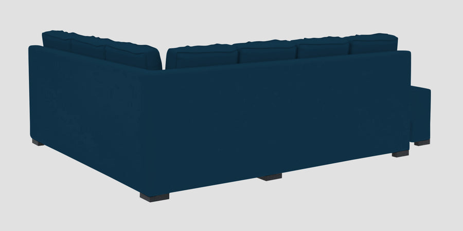 Corby Velvet Rhs 6 Seater Convertible Sofa Cum Bed In Azure Blue Colour - Febonic Living