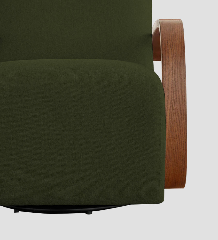 Balma Fabric Swivel Chair In Olive Green Colour - Febonic Living