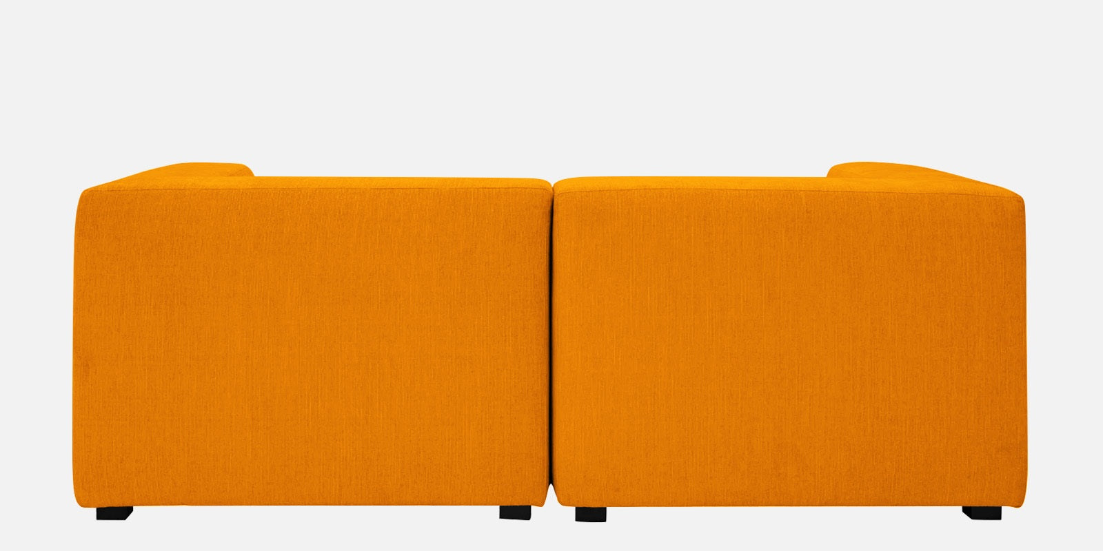 Dora Velvet RHS Sectional Sofa (2+Ottoman) In Saffron Yellow Colour