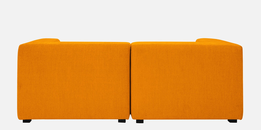 Dora Velvet Rhs Sectional Sofa 2 Ottoman Lounger In Saffron Yellow Colour - Febonic Living