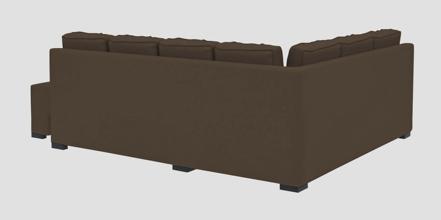 Corby Velvet Lhs 6 Seater Convertible Sofa Cum Bed In Shade Brown Colour - Febonic Living