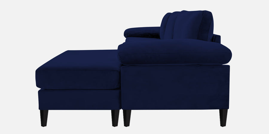 Vegas Velvet Lhs Sectional Sofa 3 Lounger In Imperial Blue Colour - Febonic Living