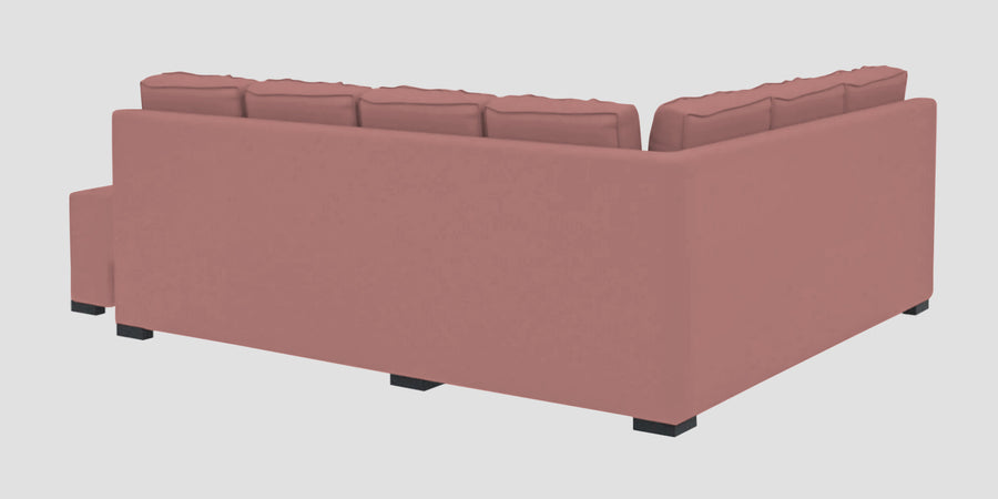 Corby Velvet Lhs 6 Seater Convertible Sofa Cum Bed In Blush Pink Colour - Febonic Living