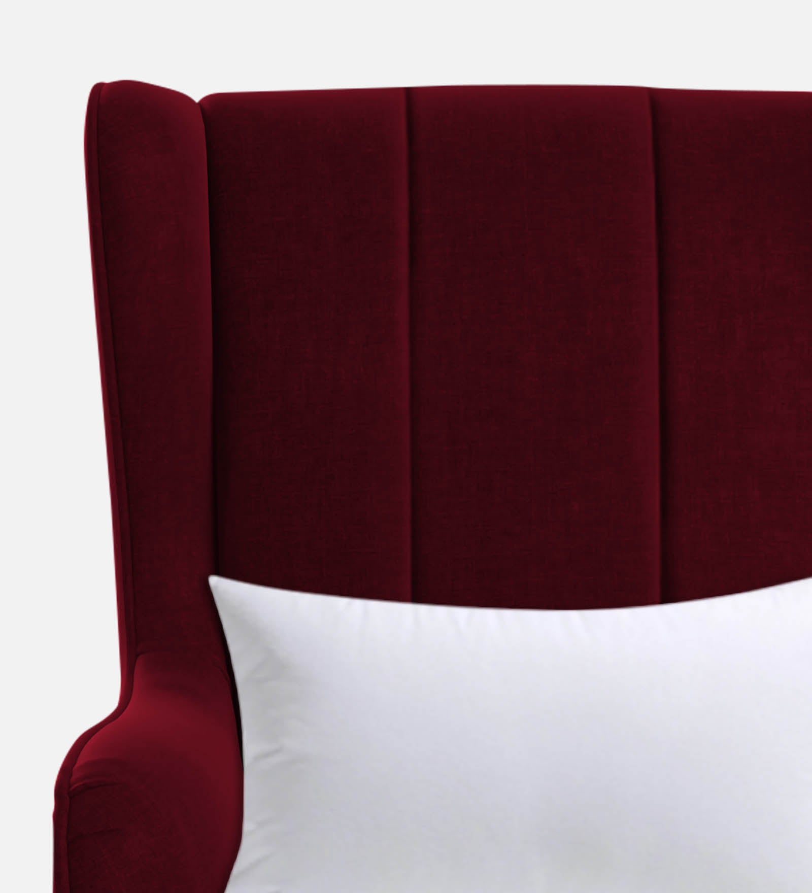 Niya Velvet Wing Chair in Dark Maroon Colour