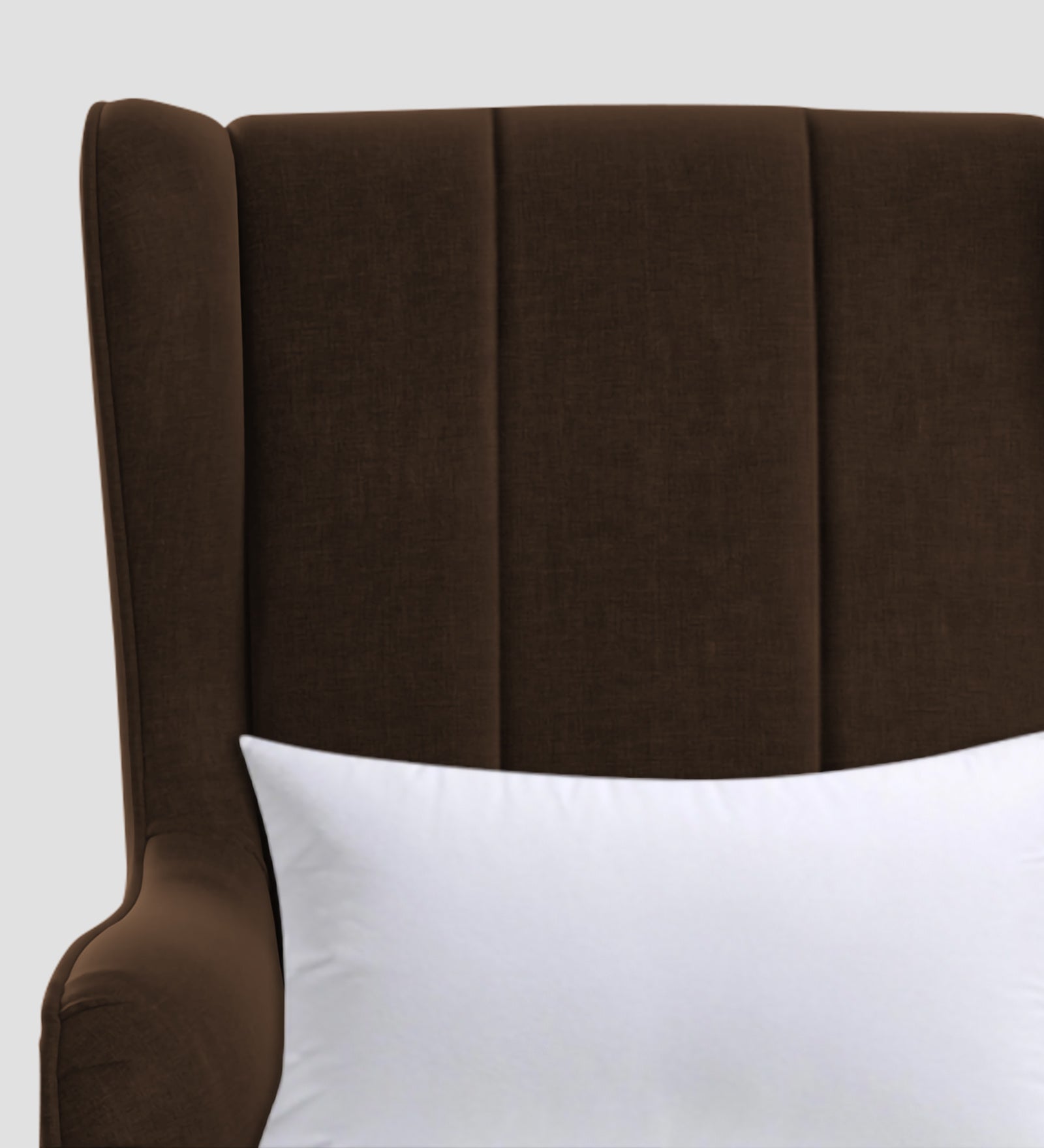 Niya Velvet 1 Seater Wing Chair in Cholocate Brown Colour