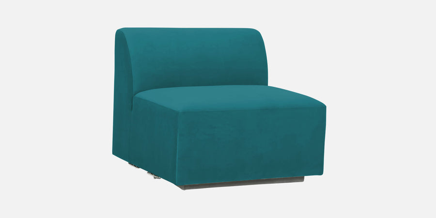 Bufa Velvet Lhs Sectional Sofa In Arabian Green Colour With Ottoman - Febonic Living