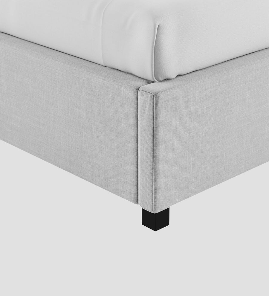 Isko Fabric Upholstered Single Size Bed In Lit Grey Colour With Box Storage - Febonic Living