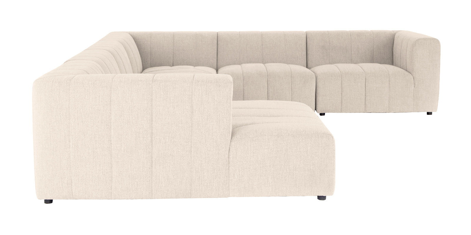 Damo Fabric RHS 8 Seater Sectional Sofa In Ivory Beige Colour