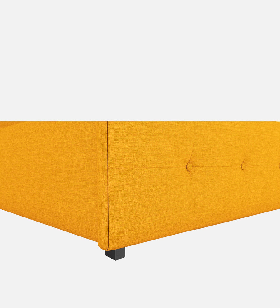 Lido Fabric Upholstered Queen Size Bed In Bold Yellow Colour With Drawer Storage - Febonic Living