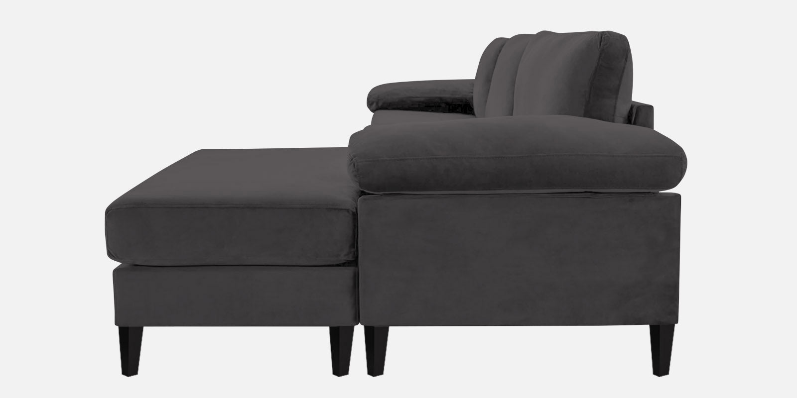 Vegas Velvet LHS Sectional Sofa (3+Lounger) In Davy Grey Colour