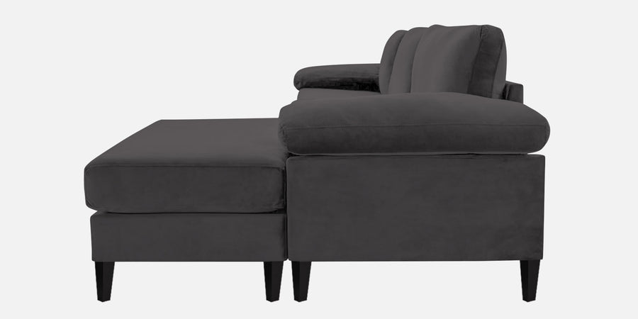 Vegas Velvet Lhs Sectional Sofa 3 Lounger In Davy Grey Colour - Febonic Living