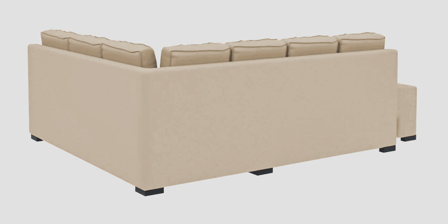 Corby Velvet Rhs 6 Seater Convertible Sofa Cum Bed In Cream Beige Colour - Febonic Living