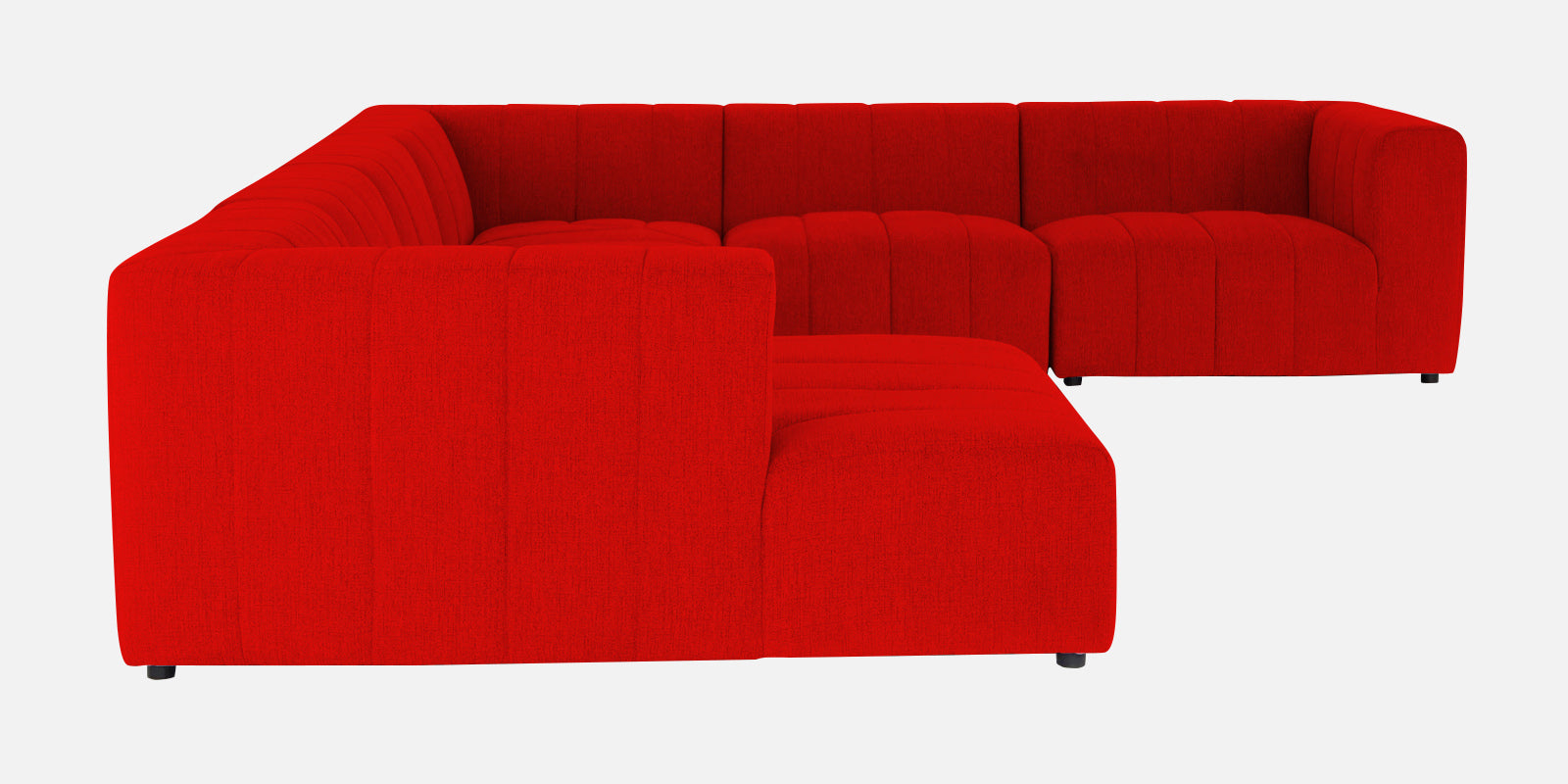 Damo Fabric RHS 8 Seater Sectional Sofa In Ruby Red Colour