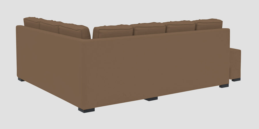 Corby Velvet Rhs 6 Seater Convertible Sofa Cum Bed In Mocha Mouse Colour - Febonic Living