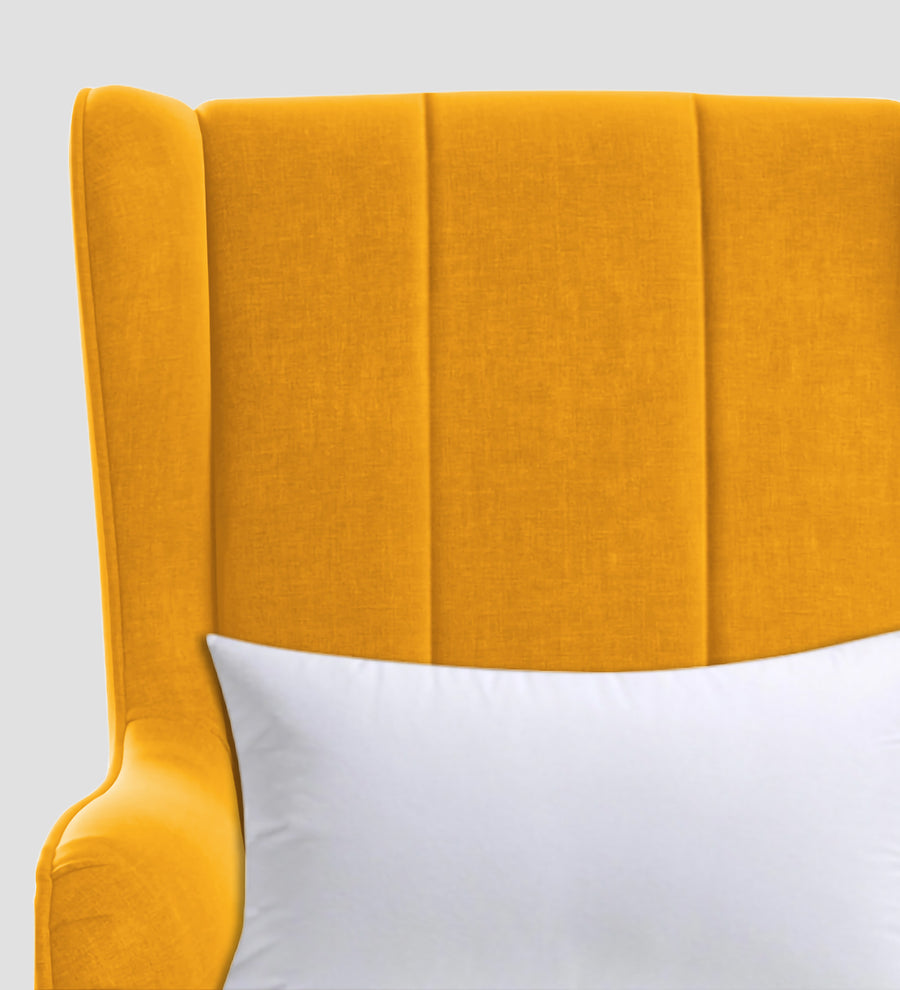 Niya Velvet Wing Chair In Safforn Yellow Colour - Febonic Living