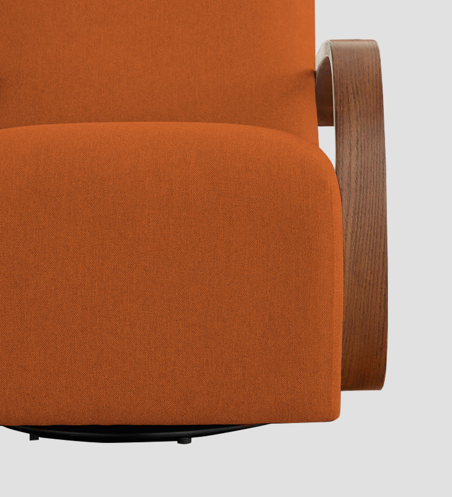 Balma Fabric Swivel Chair In Vivid Orange Colour - Febonic Living