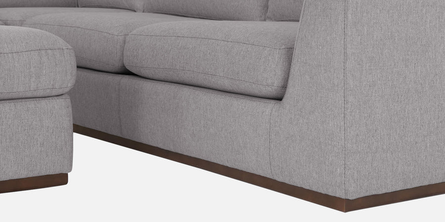 Freedom Velvet 6 Seater Lhs Corner Sofa In Concrete Grey Colour With Ottoman - Febonic Living
