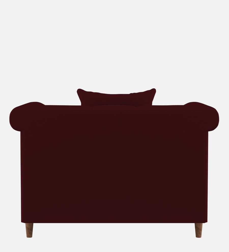 Rubi Velvet 1 Seater Sofa In Blood Maroon Colour - Febonic Living